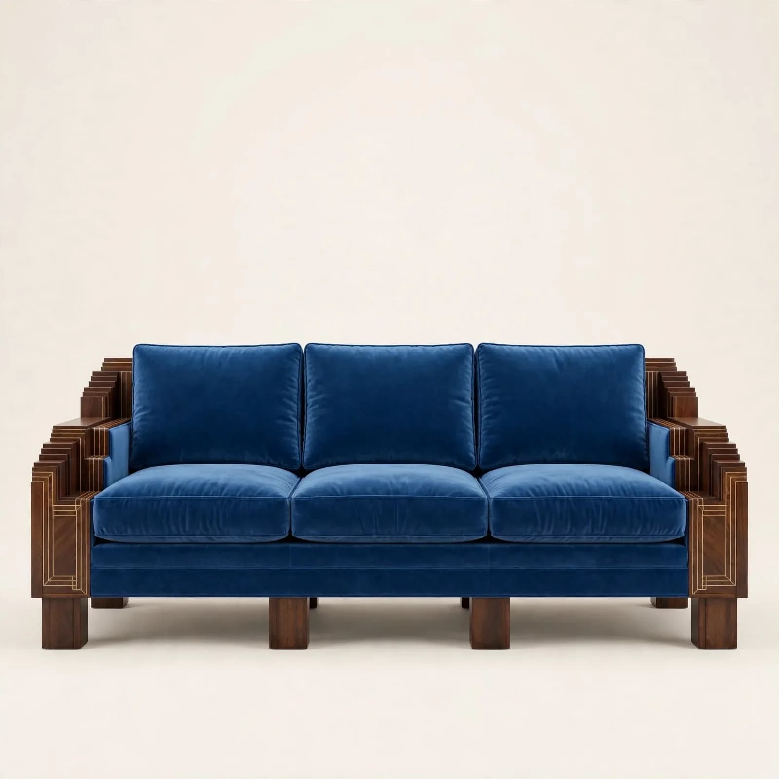 Artdeco Designer Sheesham Wood 3 Seater Sofa