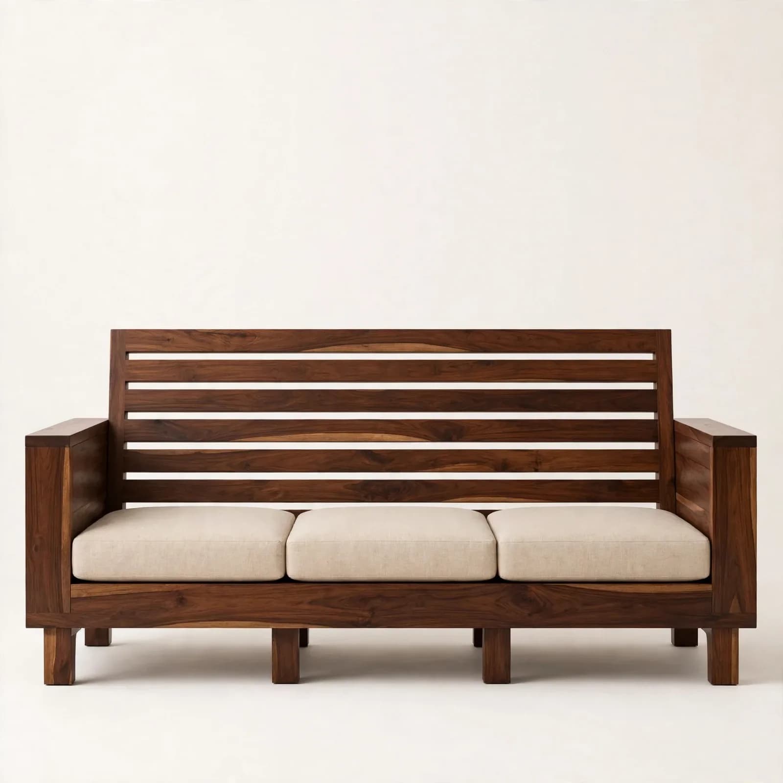 Slat Contemporary Sheesham Wood 3 Seater Sofa