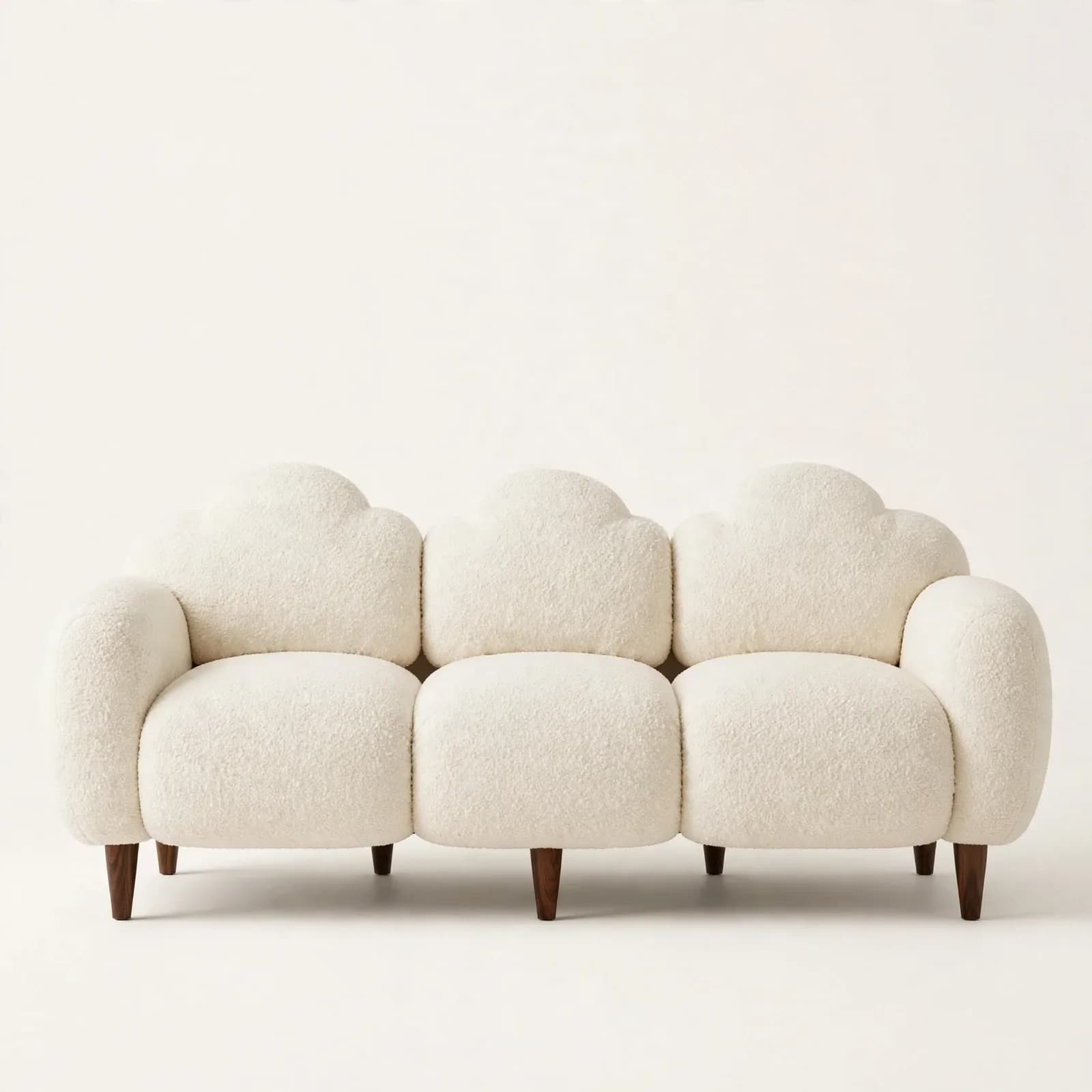 Boucle Cloud Designer Sheesham Wood 3 Seater Sofa