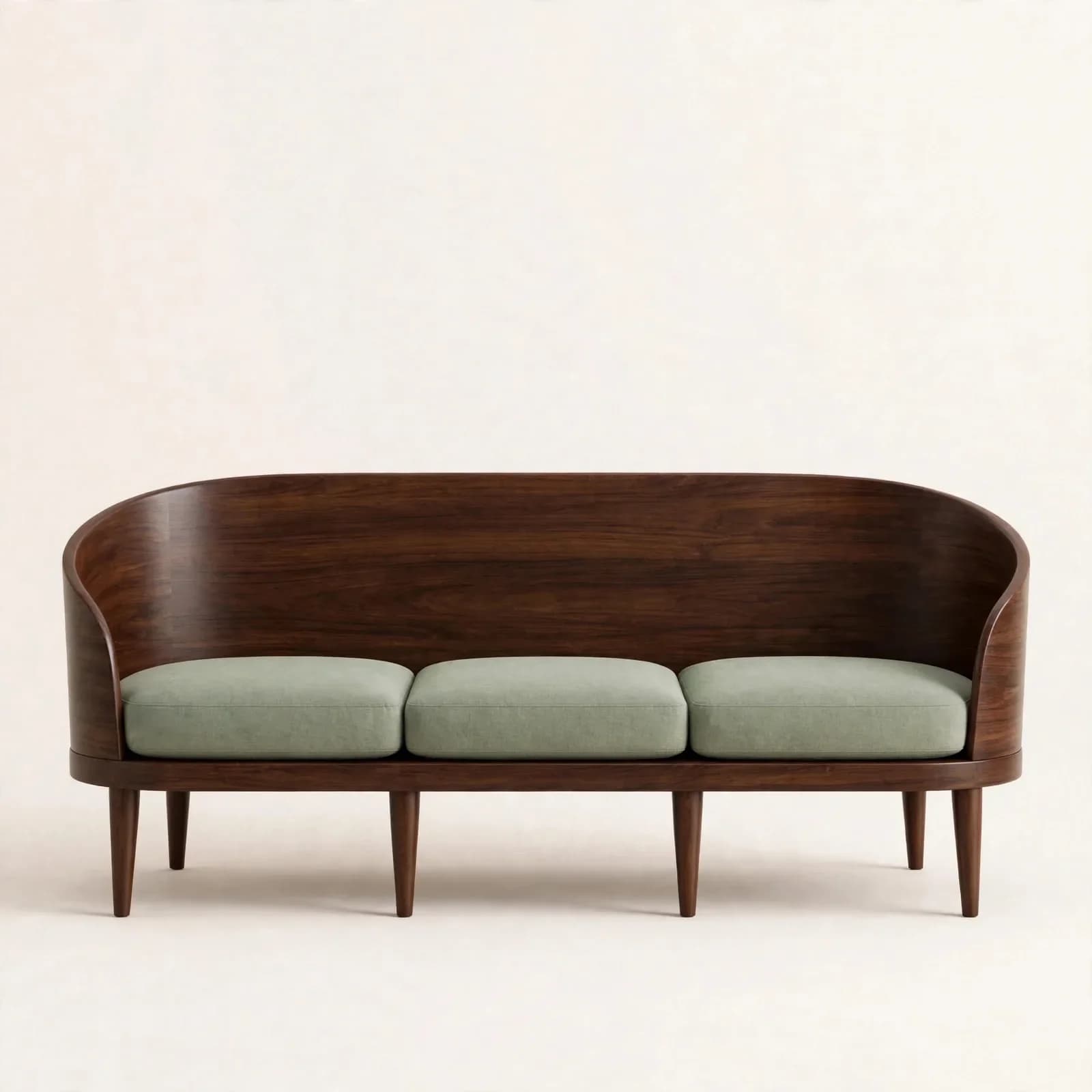 Curve Contemporary Sheesham Wood 3 Seater Sofa