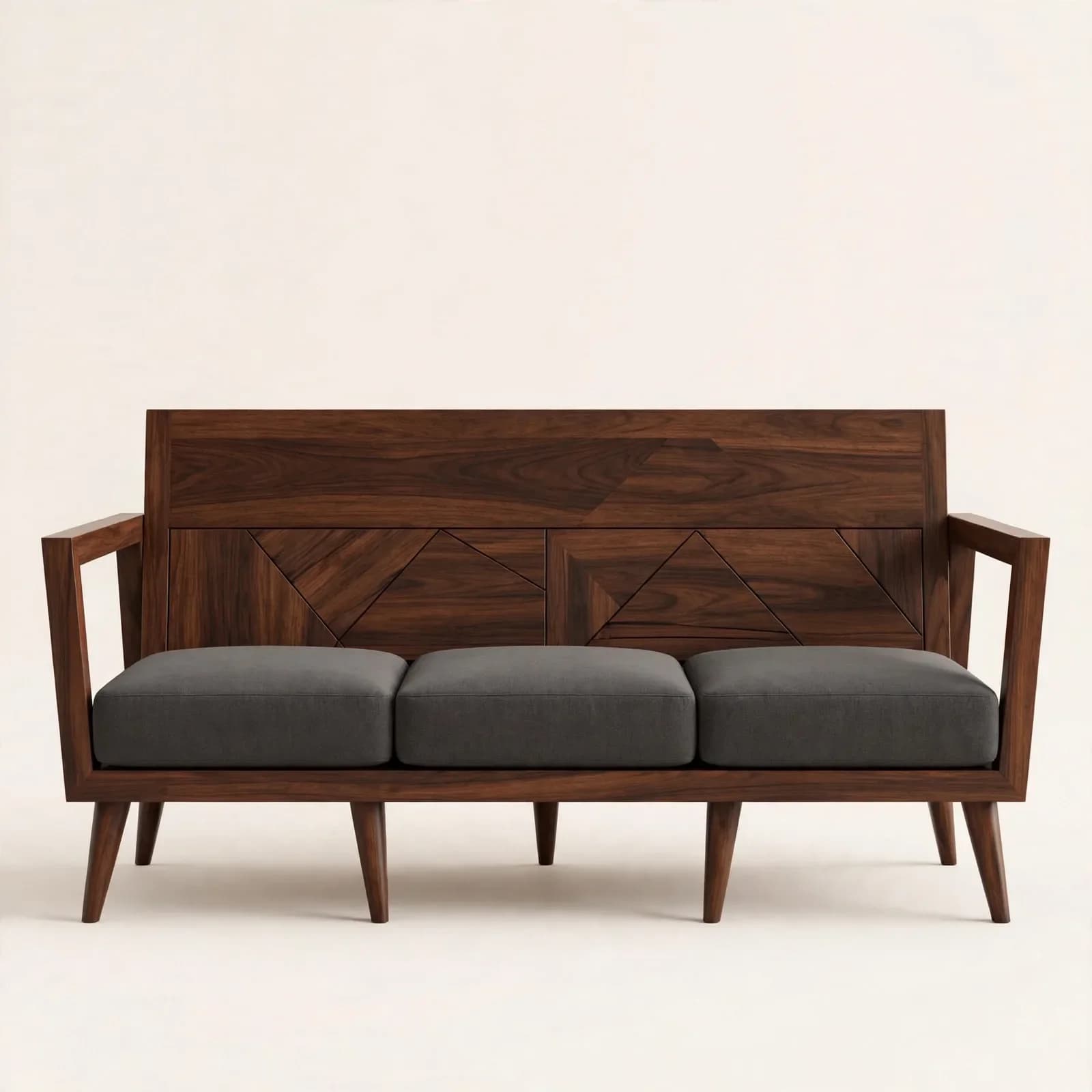 Geo Contemporary Sheesham Wood 3 Seater Sofa
