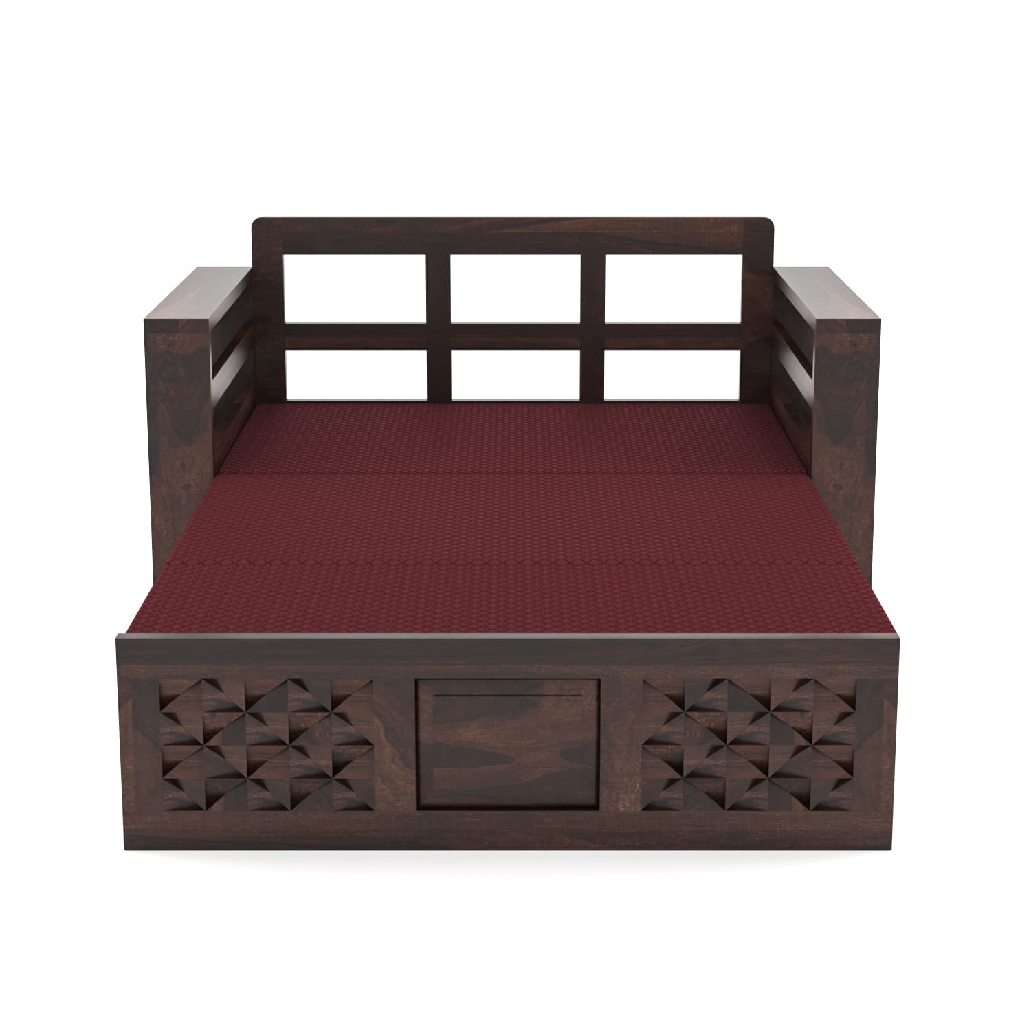Shisham Wood 2-seater Sofa with Mandala-Craft - Ethnic - Walnut